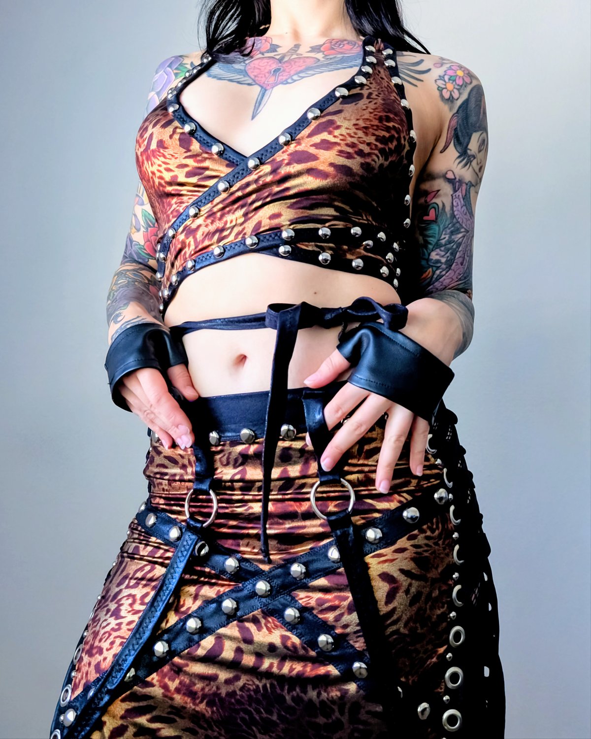 Bronze Cheetah Crisscross Top