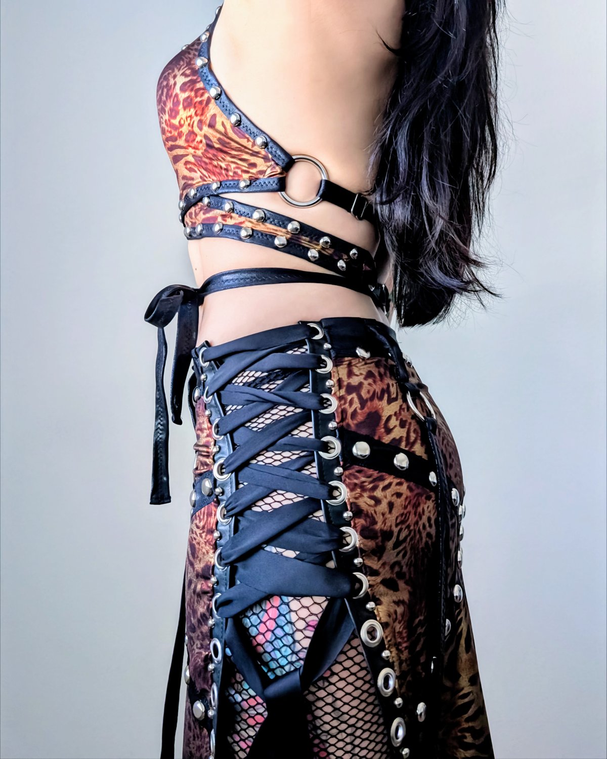 Bronze Cheetah Crisscross Top