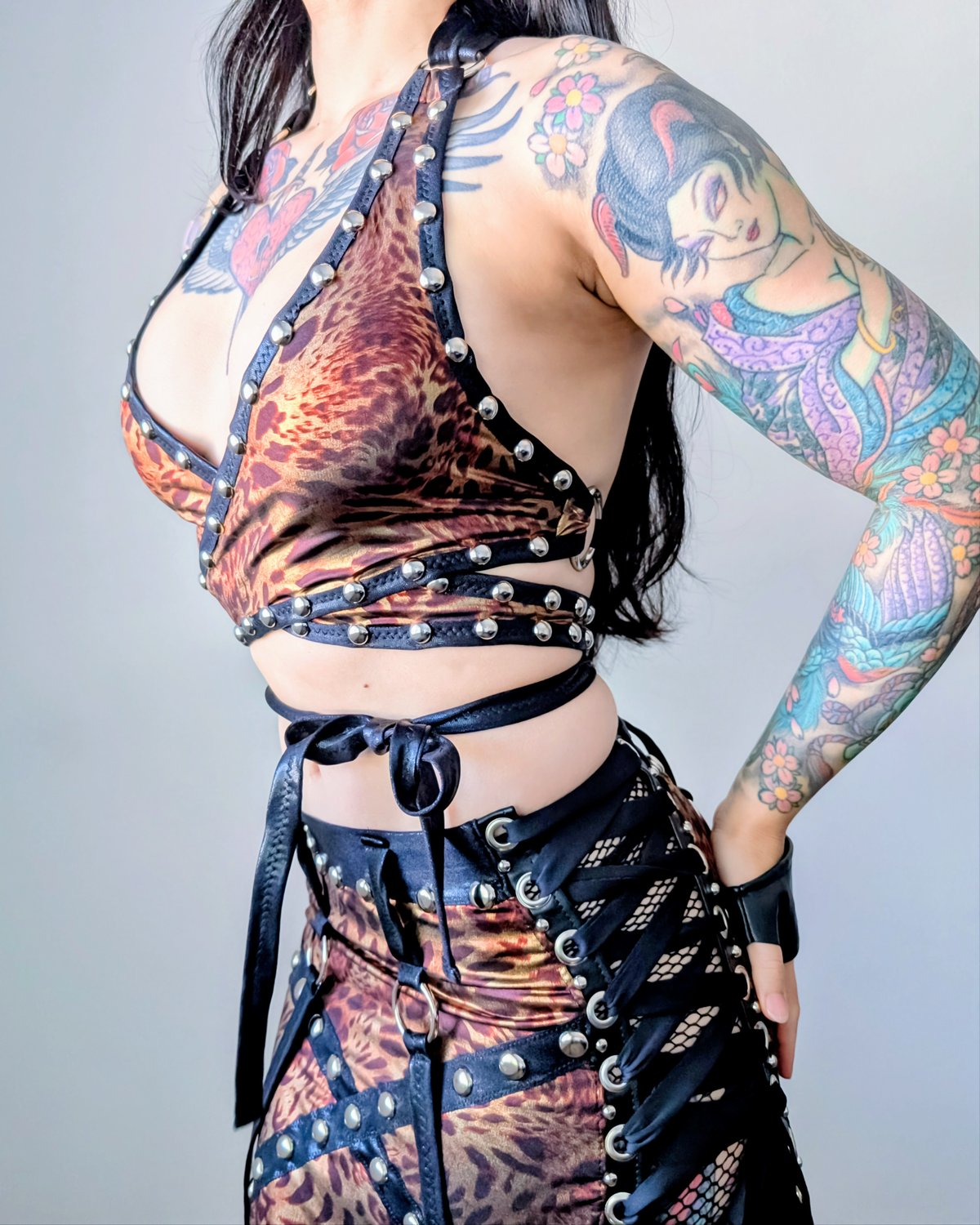 Bronze Cheetah Crisscross Top