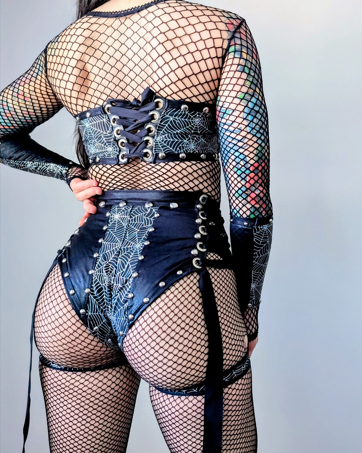 Black Widow Bikini Set w/ Garters & Gloves