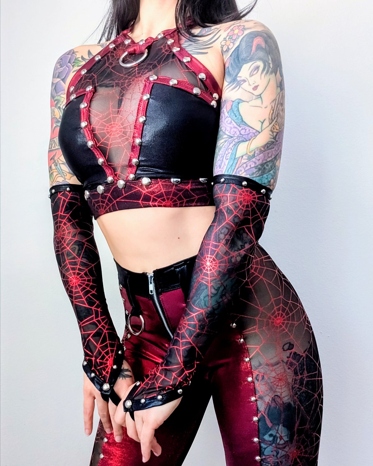 Scarlet Plunging Halter Top w/ Gloves