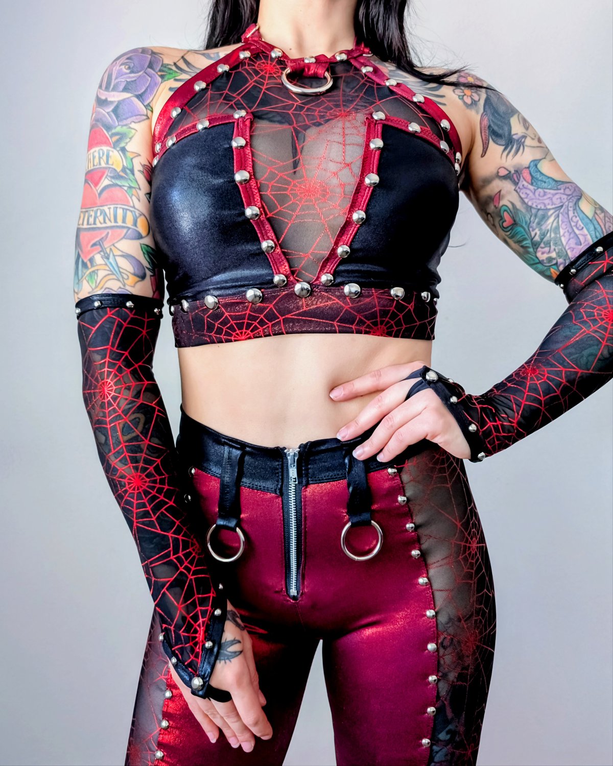 Scarlet Plunging Halter Top w/ Gloves