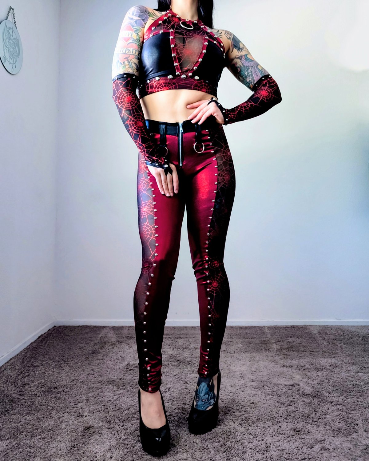 Scarlet Spiderweb Mesh Pants