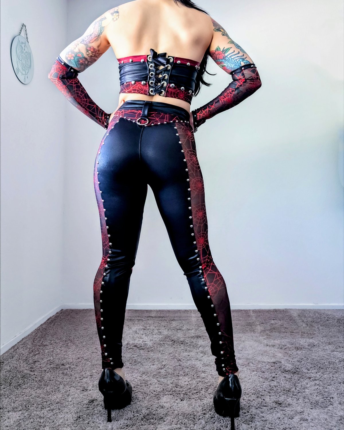 Scarlet Spiderweb Mesh Pants