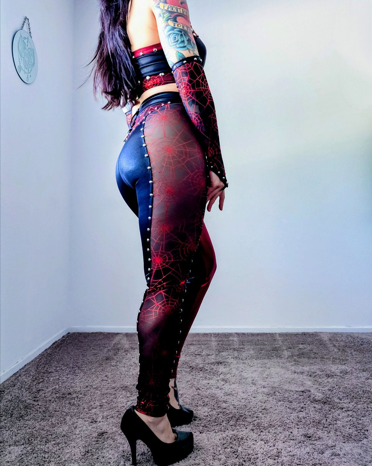 Scarlet Spiderweb Mesh Pants