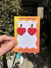 Checkmate hearts polymer clay earrings 
