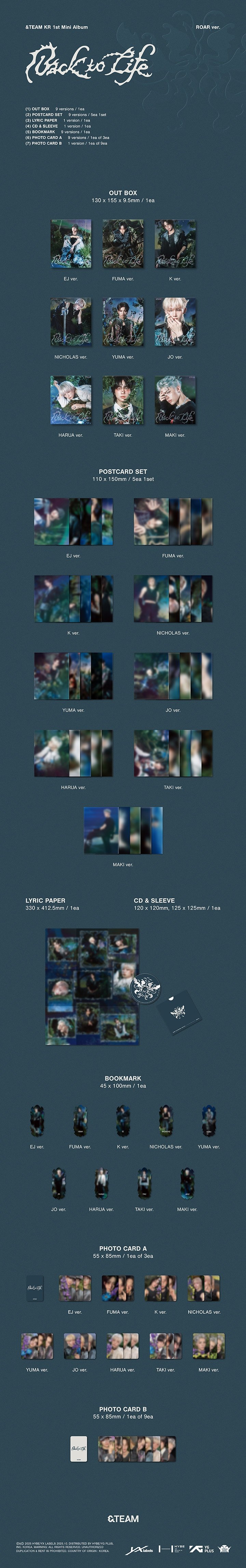 Image of [PRE-ORDER] &TEAM ‘Back To Life’ (ROAR Ver.) + Weverse Shop POBs