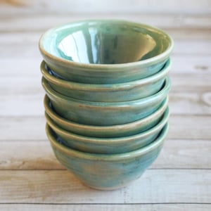 Image of Custom Order of Shimmering Green Prep Bowls, Set of Six, Made in USA