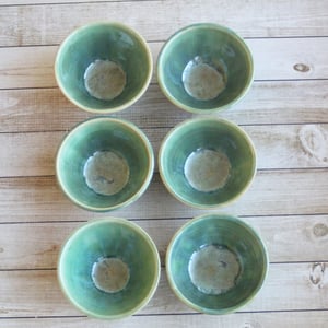 Image of Custom Order of Shimmering Green Prep Bowls, Set of Six, Made in USA