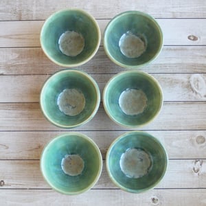 Image of Custom Order of Shimmering Green Prep Bowls, Set of Six, Made in USA