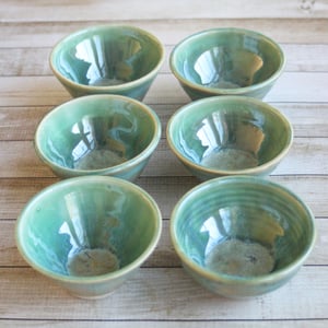 Image of Custom Order of Shimmering Green Prep Bowls, Set of Six, Made in USA