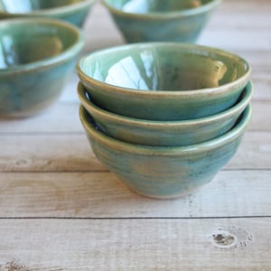 Image of Custom Order of Shimmering Green Prep Bowls, Set of Six, Made in USA