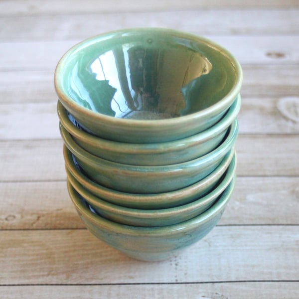 Image of Custom Order of Shimmering Green Prep Bowls, Set of Six, Made in USA