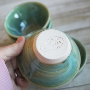 Image of Custom Order of Shimmering Green Prep Bowls, Set of Six, Made in USA