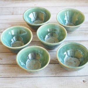 Image of Custom Order of Shimmering Green Prep Bowls, Set of Six, Made in USA