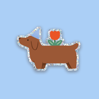 Image 1 of sticker teckel et tulipe