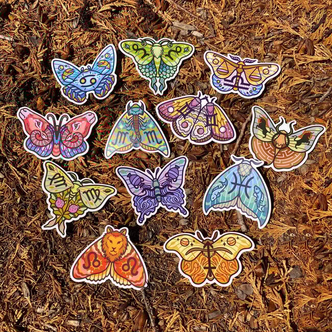 Zodiac Moth Stickers