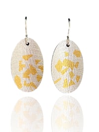 Image 1 of Leaf earrings - black & gold