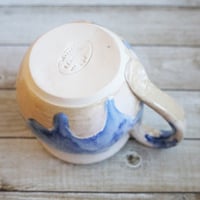 Image 13 of Handmade Pottery Mug with Dripping Blue and White Glazes, 14 Ounce Coffee Cup