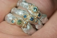 Image 4 of 'saffy trio no.1' - Recycled silver and 9ct ring with sapphires
