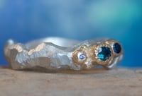 Image 2 of  'saffy trio no.2' - Recycled silver and 9ct ring with sapphires