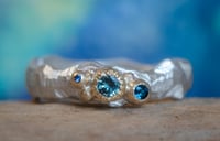 Image 1 of  'saffy trio no.3' - Recycled silver and 9ct ring with sapphires