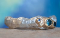 Image 2 of  'saffy trio no.3' - Recycled silver and 9ct ring with sapphires