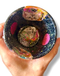 Image 5 of Cats in Space - Intercatlactic Universe of Sparkle and Dreams - Upcycled Terra Cotta Pot w/Stickers