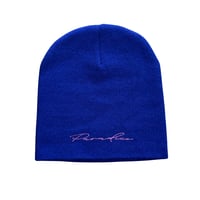 Image 1 of Blue with Pink Cursive Beanie