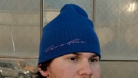 Image 2 of Blue with Pink Cursive Beanie