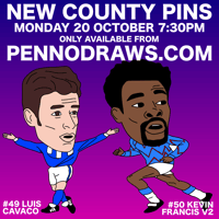Kevin Francis // Luis Cavaco - Stockport County Pennodraws Pin Badge
