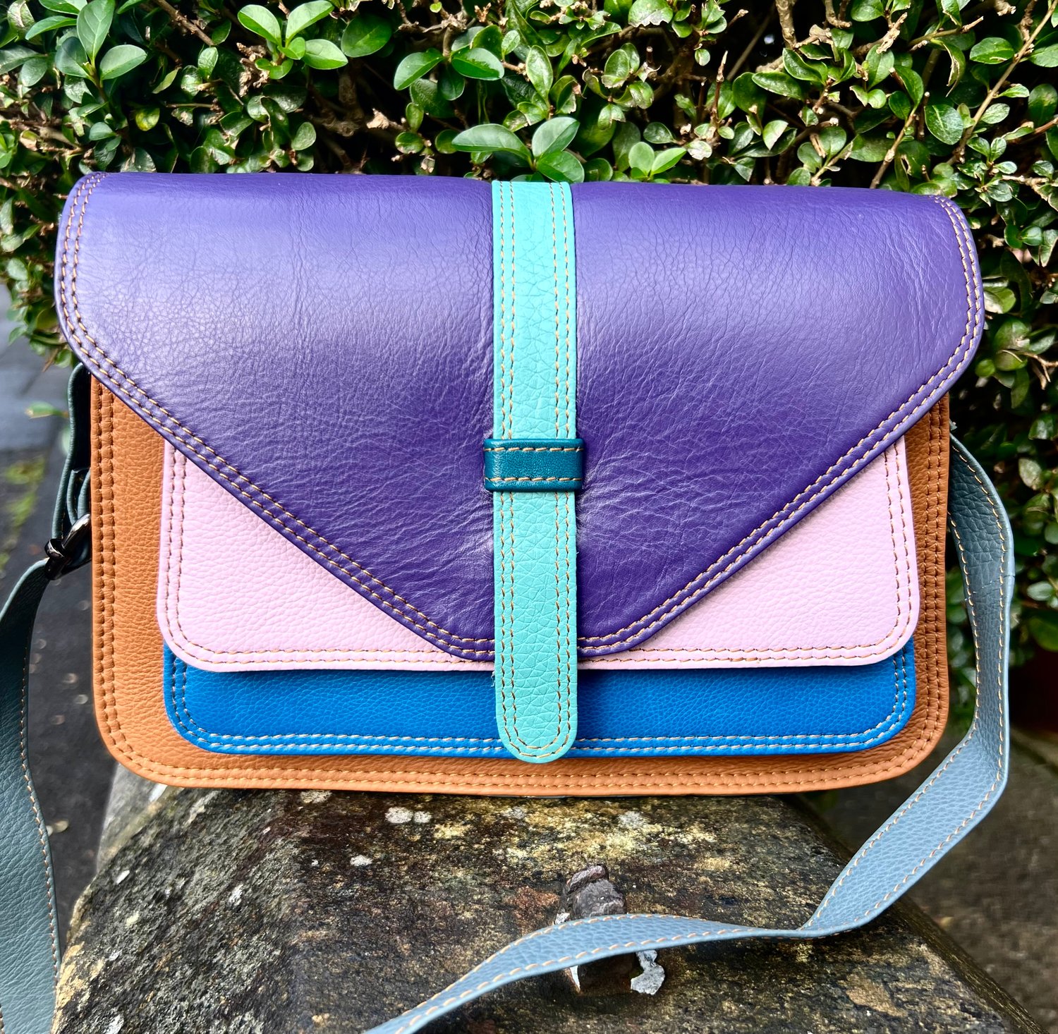 Image of Harlequin Collection Recycled Coloured Leather Layered Front #29D