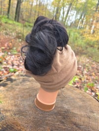 Image 2 of Pure Lambswool Ponytail Hat in Camel