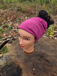 Image 2 of Pure New Wool Ponytail Hat in Berry