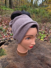 Image 4 of Pure Cashmere Ponytail Hat in Taupe