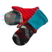 Image 2 of 2025- Repurposed Wool Sweater Mittens Teal/Red Mix