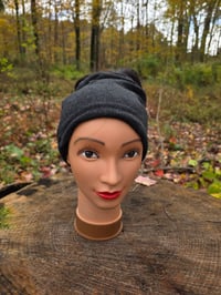 Image 2 of Pure New Wool Ponytail Hat in Charcoal 