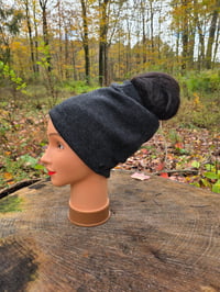 Image 3 of Pure New Wool Ponytail Hat in Charcoal 