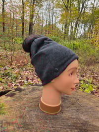 Image 1 of Pure New Wool Ponytail Hat in Charcoal 