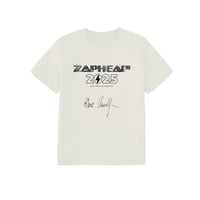 Two T-shirts: 1x SIGNED Zapheap T-Shirt WHITE (black print) & 1x Plain Black T-Shirt (not signed)