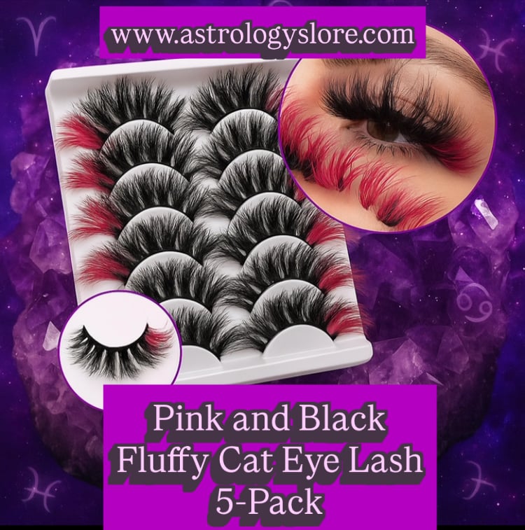 Image of Fluffy Cat Eye Lash 5-Pack (Pink + Black)