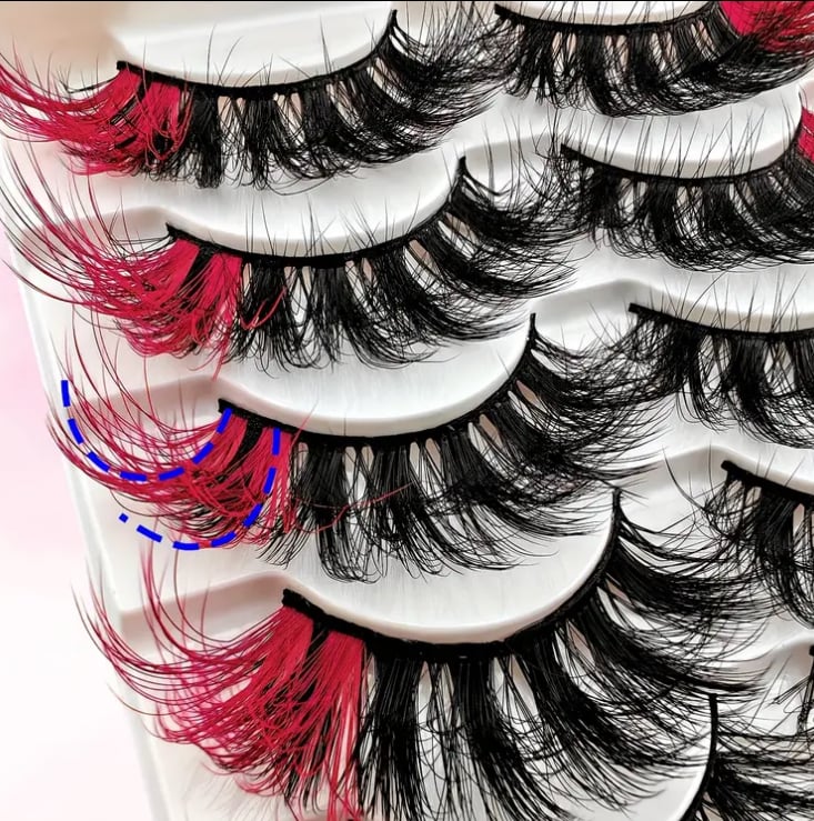 Image of Fluffy Cat Eye Lash 5-Pack (Pink + Black)
