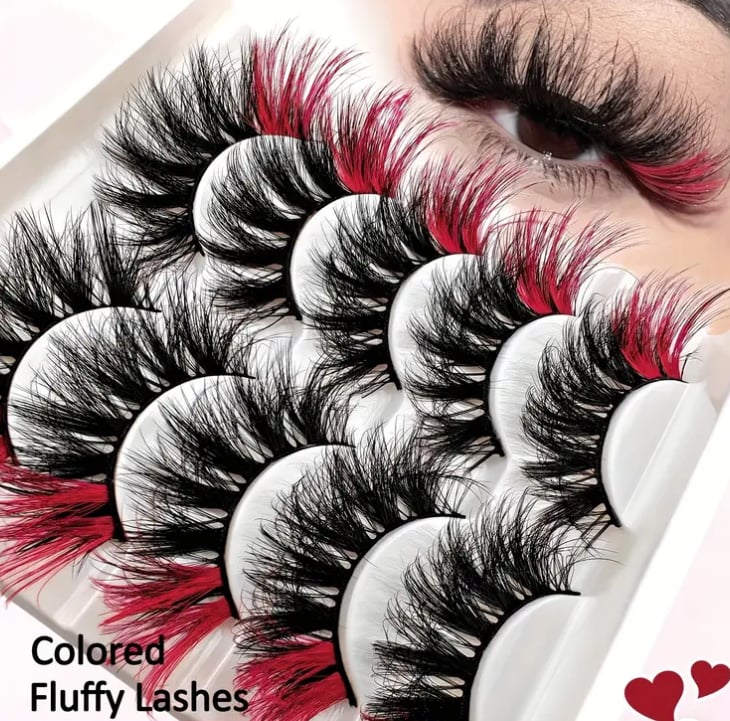 Image of Fluffy Cat Eye Lash 5-Pack (Pink + Black)