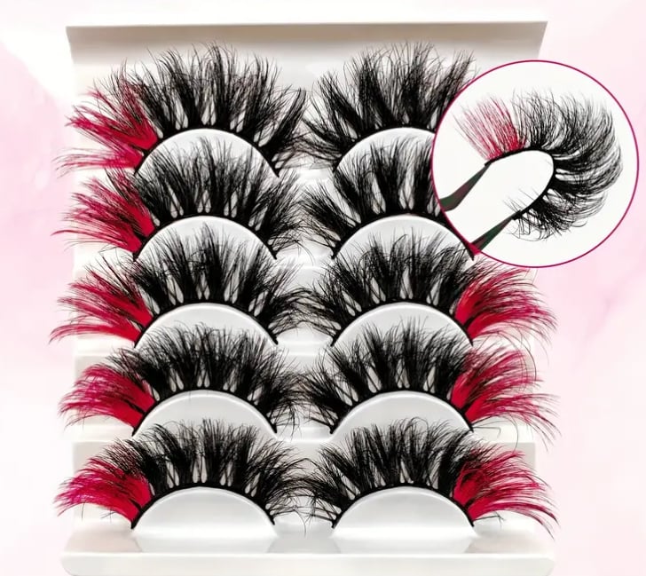 Image of Fluffy Cat Eye Lash 5-Pack (Pink + Black)