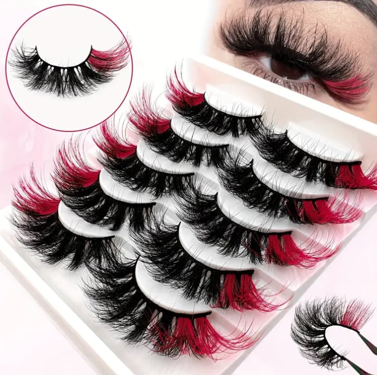 Image of Fluffy Cat Eye Lash 5-Pack (Pink + Black)