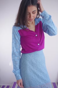 Image 1 of PALOMA --- chemise bicolore violet et bleu ciel