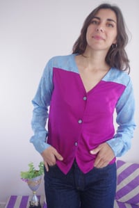 Image 3 of PALOMA --- chemise bicolore violet et bleu ciel