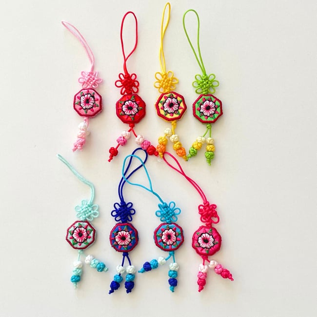 'flower octagon' korean traditional norigae charm