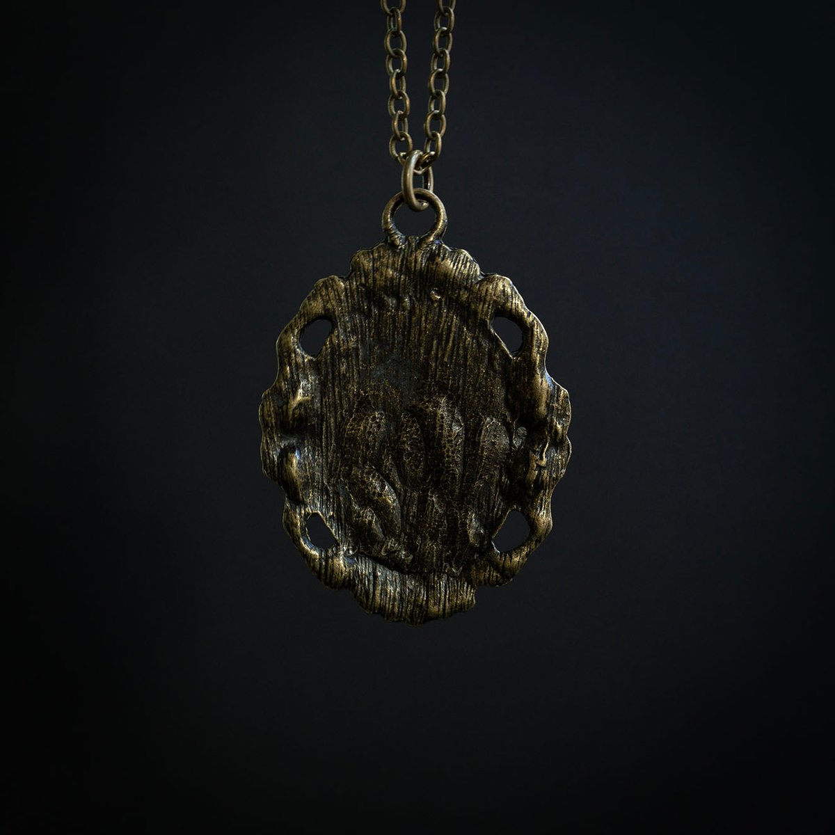 Tooth cameo pendant necklace - soft gold triple premolars