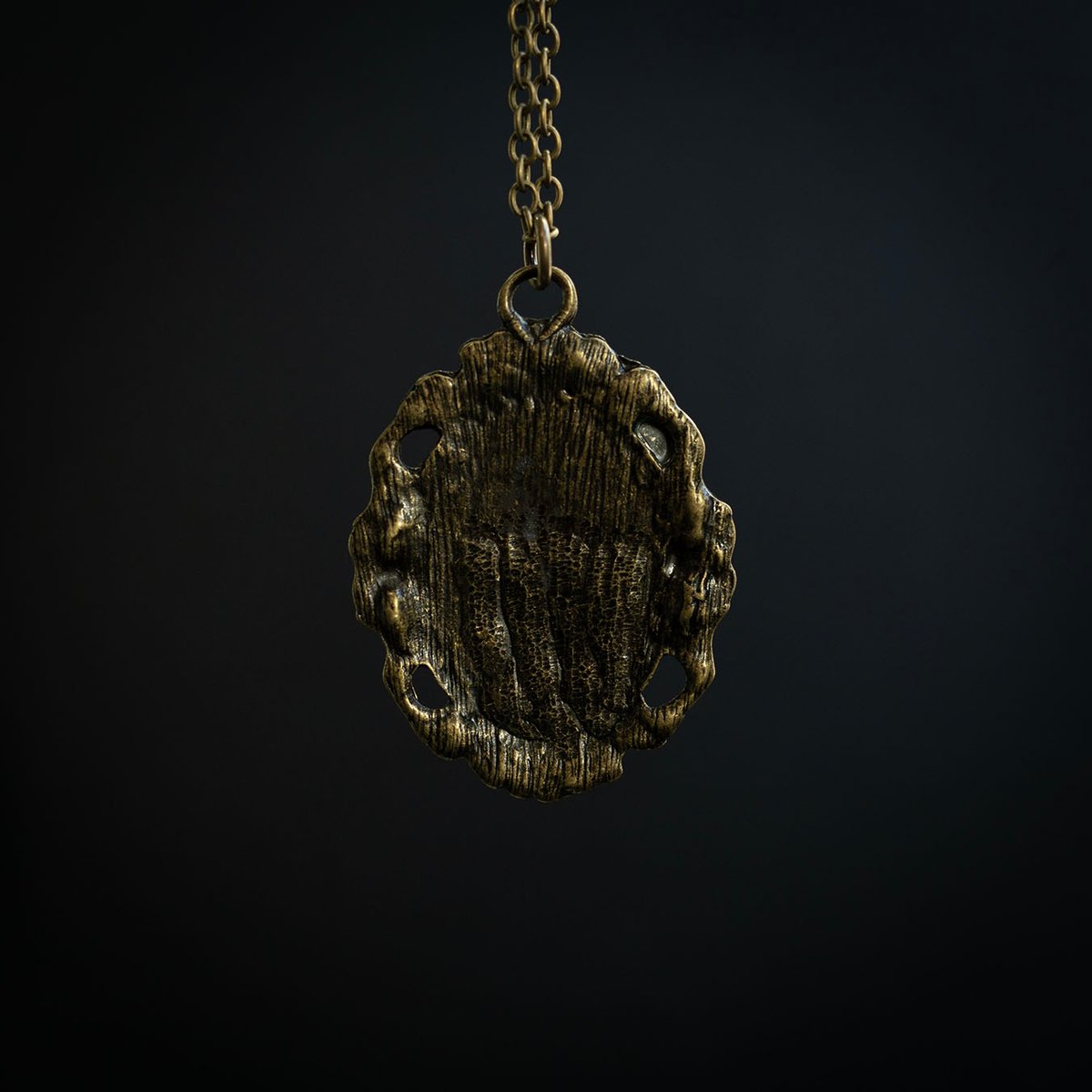 Tooth cameo pendant - soft gold fused 3-root molar